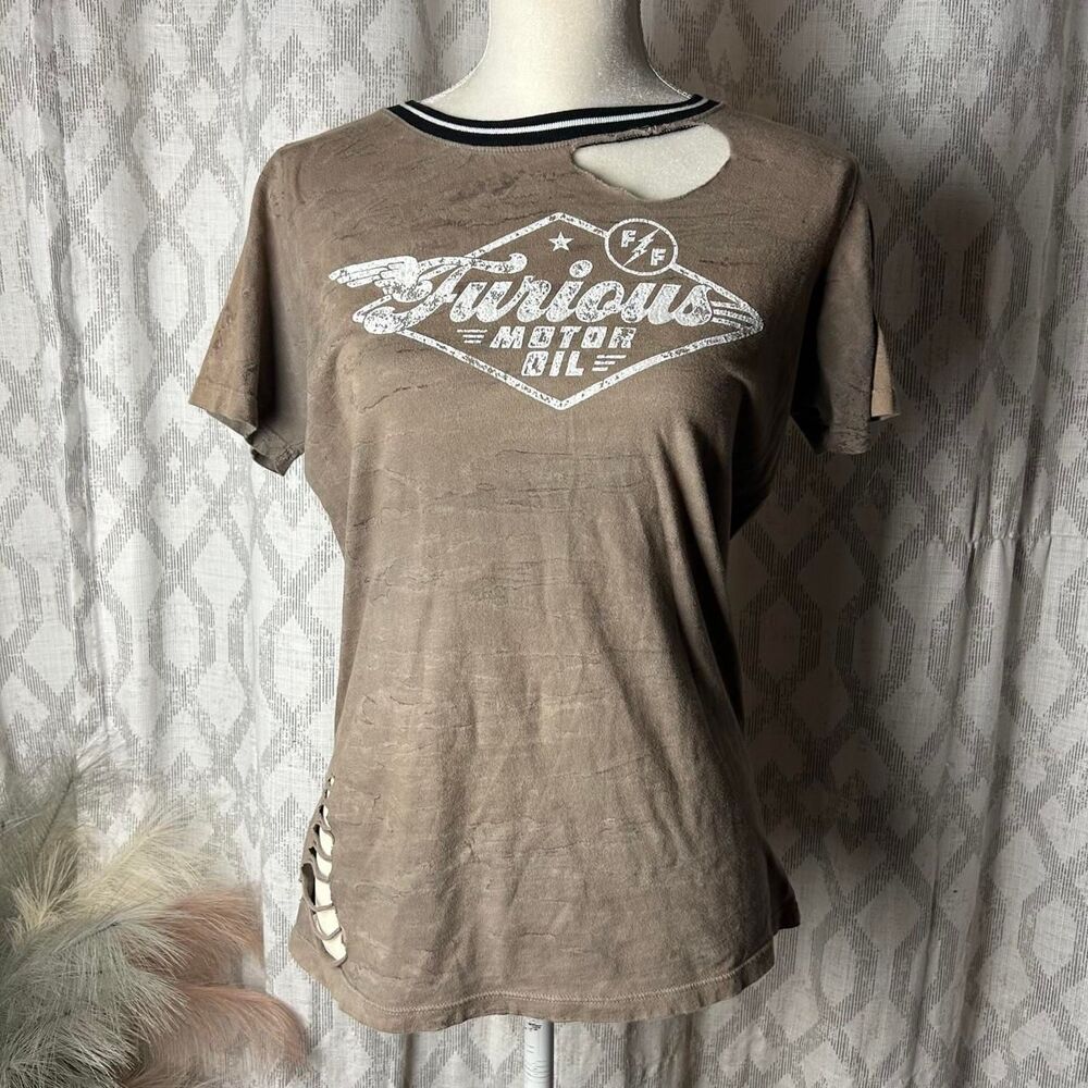 Affliction Men's Brown and Tan T-shirt